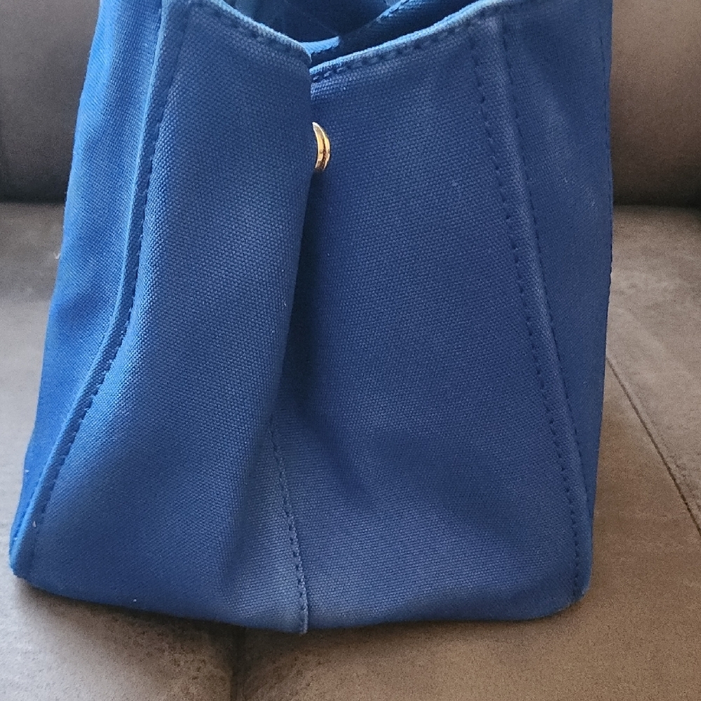 Authentic Prada Milano Royal Blue Canvas Tote Bag With Card And Strap - Picture 7 of 9